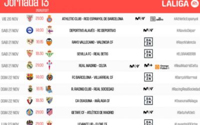 Horarios Jornada 13: El Barcelona recibe al Villarreal el domingo 22 de noviembre a las 14.00 horas
